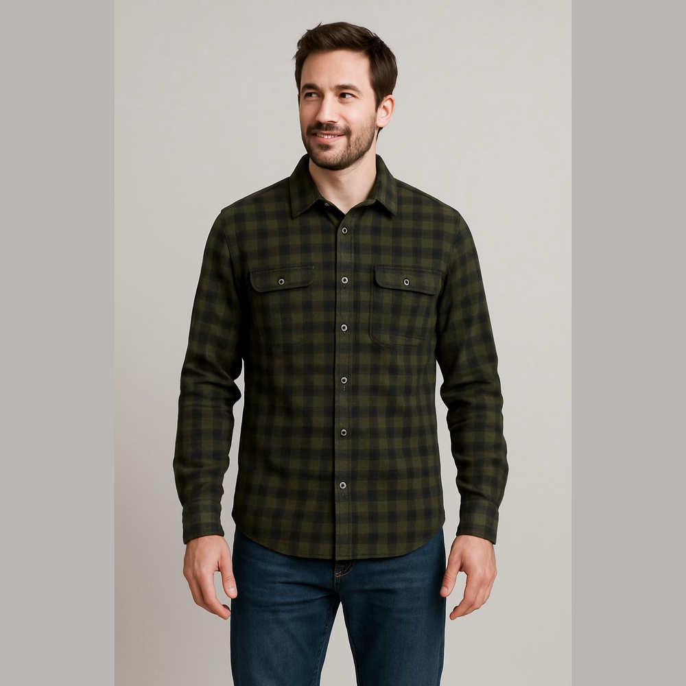 🎁Tailor Vintage Olive and Navy Plaid Shirt